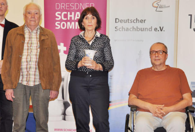 Drei Deutsche Meister: FM Jefim Rotstein (65+ und Nestorenmeister), WFM Mira Kierzek (Seniorenmeisterin 50+), FM Michael Becker (Seniorenmeister 50+)